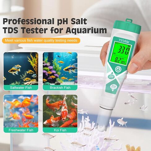 YINMIK EC Salt TDS Meter 4 in 1 Conductivity TDS Salinity Temperature Meter for Hydroponics, Waterproof PPM Water Tester with Backlit for Nutrients, Aquarium, DWC Growing System, Aquaponics, Pool in Saudi Arabia