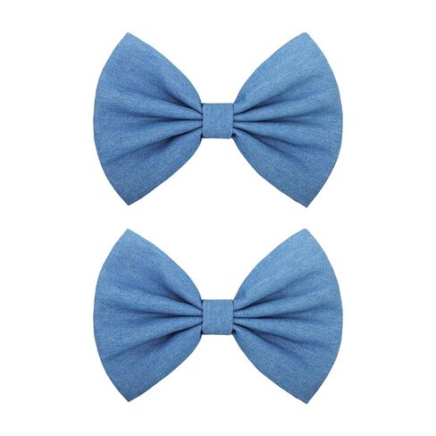 2pcs Denim Bow Clips for Girls Light Blue Western Hair Accessories for Women Bows for Halloween Accessory Hair Accessory for Kids in Saudi Arabia