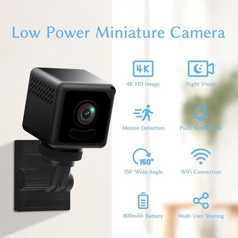 Mini 4K HD WiFi Security Camera - Wireless Small Camera with Night Vision,Nanny Cameras for Indoor Home Cameras,Motion Detection, Pet/Baby Monitor, APP Control, Cloud & SD Storage in Kuwait