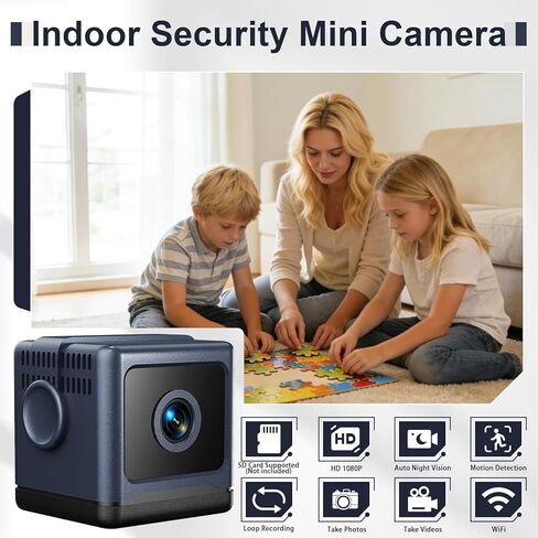 WiFi Mini Hidden Camera HD 1080P Wireless Security Cameras, Motion Detection Night Vision Loop Video, App Control Surveillance Nanny Cam for Home Office Baby Pet Monitor Video Only in Kuwait