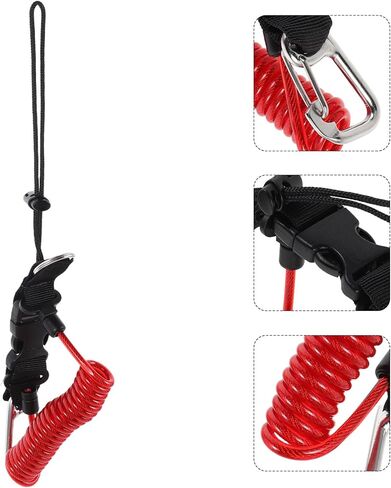 Veemoon Underwater Camera Safety Lanyard Stainless Steel Spring Coil with Quick Release Buckle for Scuba Diving and Dive Lights, Anti-lost Dive Strap Wrist Rope in Red in Kuwait