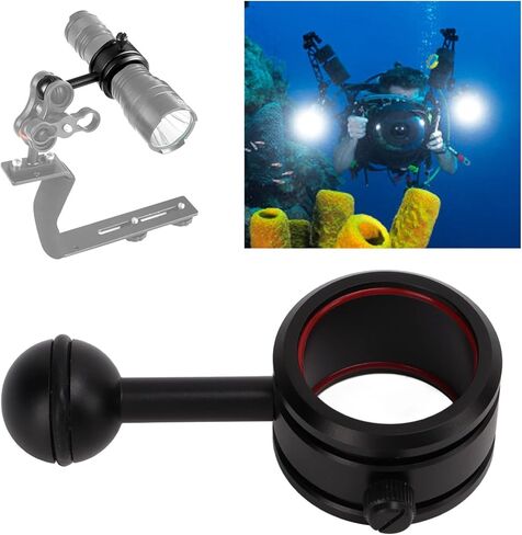 Generic Diving Flashlight Ball Arm with Anodized Hard Coating Clamp for 28‑34mm Torch Light, Aluminum Alloy Ball Head Bracket for Diving Enthusiasts in Kuwait
