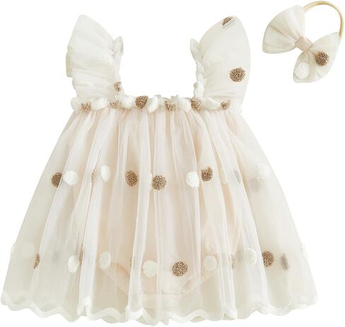 Baby Girl Summer Princess Romper Dress Newborn Plush Ball Jumpsuit Tutu Tulle Dress 0-18 Months First Birthday Outfit in Saudi Arabia