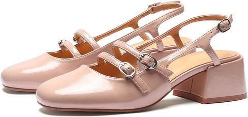 VICKI · VICKI Mary Jane أحذية نسائية بكعب Slingback كعب مكتنز وكعب منخفض مغلق بمقدمة مربعة أحذية فستان الزفاف in Kuwait