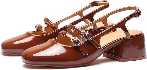 VICKI · VICKI Mary Jane أحذية نسائية بكعب Slingback كعب مكتنز وكعب منخفض مغلق بمقدمة مربعة أحذية فستان الزفاف in Kuwait