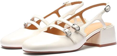 VICKI · VICKI Mary Jane أحذية نسائية بكعب Slingback كعب مكتنز وكعب منخفض مغلق بمقدمة مربعة أحذية فستان الزفاف in Kuwait