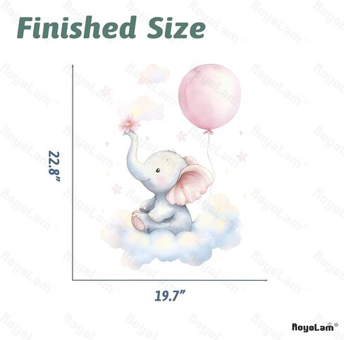 Baby Elephant Cloud Wall Decals Removable Cartoon African Animal Vinyl Stickers for Nursery Kids Bedroom and Playroom Decor Peel and Stick Watercolor Wall Art in Kuwait