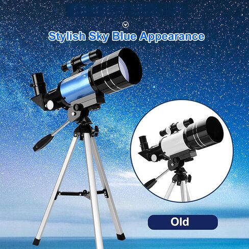 Eujgoov Portable Refracting Telescope, 70mm Aperture 300mm Length 15-150X Magnification with Smartphone Adapter and Tripod, for Adults Kids Astronomy Beginners in Kuwait