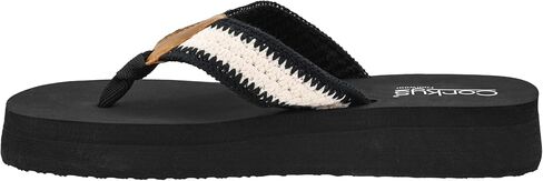 Corkys Footwear Women's SPF Thong Strap Flip Flops – Featuring Crocheted Straps, a 1.25-Inch Heel, and an EVA Cushioned Insole - Comfy, Casual, and Chic in Saudi Arabia