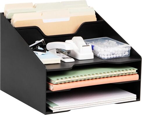 Mind Reader Desktop Organizer ، حامل الملفات العمودي ، صواني الورق ، المكتب ، البلاستيك ، 12.5 "L x 11.75" W x 9.5 "H ، Black in Saudi Arabia