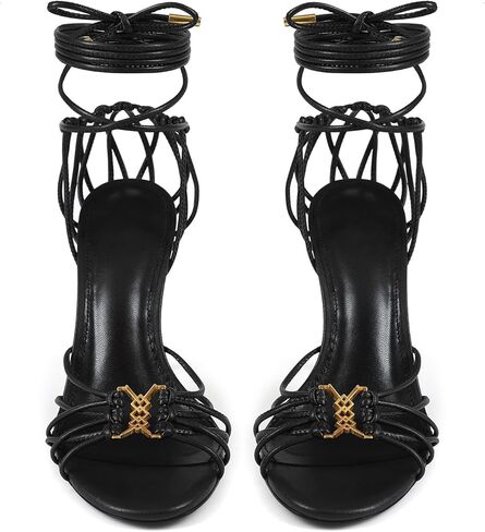 النساء Strappy الدانتيل يصل صنادل كعب عالٍ Stiletto كعب المفتوحة تو التفاف حول التعادل مثير لطيف عالية الكعب أحذية الحفلات اليومية in Kuwait