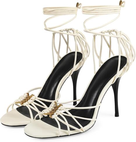 النساء Strappy الدانتيل يصل صنادل كعب عالٍ Stiletto كعب المفتوحة تو التفاف حول التعادل مثير لطيف عالية الكعب أحذية الحفلات اليومية in Kuwait