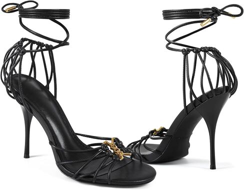 النساء Strappy الدانتيل يصل صنادل كعب عالٍ Stiletto كعب المفتوحة تو التفاف حول التعادل مثير لطيف عالية الكعب أحذية الحفلات اليومية in Kuwait