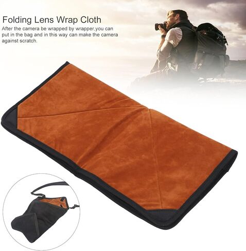 Camera Protective Wrap Cloth for DSLR Lens and Flash, Foldable Brown Flannel Blanket - Shock Absorption, Scratch Prevention, Multi - Equipment Use (Large) in Kuwait