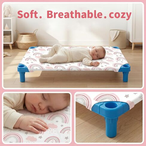 Daycare Cot Sheets Children’s Naptime Cot Sheet, Soft Breathable, for Boys and Girls 4 Pcs (Rainbow Clouds) in Kuwait