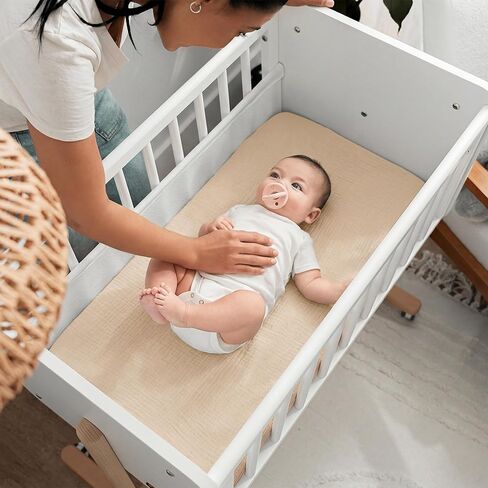 Comfy Cubs Muslin Cotton Bassinet Sheets 2 Pack, Pacific Blue and Heather – Soft, Breathable, 100% Muslin Bassinet Sheet, Gentle for Baby’s Sensitive Skin - Universal Fit, Beautiful Gift-Ready in Saudi Arabia