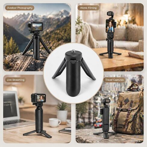Portable Camera Tripod Stand for 3, X4, X5 – 1/4 Inch Thread, Aluminum Alloy, Folding with 2.5 KG Load Capacity in Black – Compact Stability for Travel in Kuwait