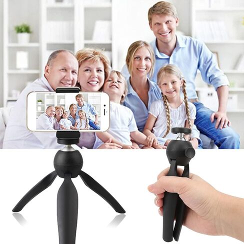 Desktop Tripod Mini Tabletop Tripod Black, 1.5kg Load, 7.5in Height - Universal Ball Head, Non - Slip Design, Ideal for Live Streaming and Recording in Kuwait