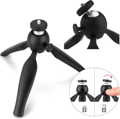 Desktop Tripod Mini Tabletop Tripod Black, 1.5kg Load, 7.5in Height - Universal Ball Head, Non - Slip Design, Ideal for Live Streaming and Recording in Kuwait