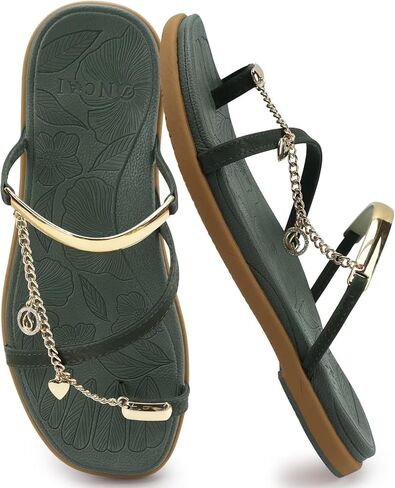 ONCAI Womens Flat Slides Sandals Toe loop Strappy Square Open Toe Fashion Essentials Sandal for Woman Summer Vacation Walking Casual Comfortable Outdoor Ladies Slide Shoes US Size 6-11 in Kuwait