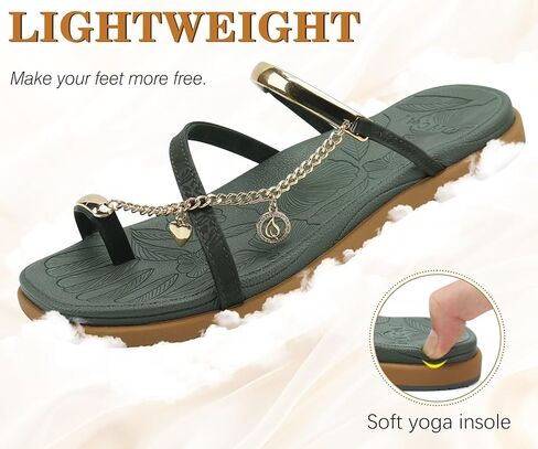 ONCAI Womens Flat Slides Sandals Toe loop Strappy Square Open Toe Fashion Essentials Sandal for Woman Summer Vacation Walking Casual Comfortable Outdoor Ladies Slide Shoes US Size 6-11 in Kuwait