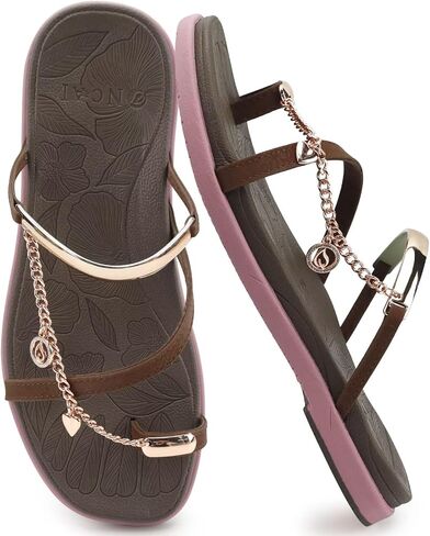 ONCAI Womens Flat Slides Sandals Toe loop Strappy Square Open Toe Fashion Essentials Sandal for Woman Summer Vacation Walking Casual Comfortable Outdoor Ladies Slide Shoes US Size 6-11 in Kuwait