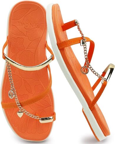 ONCAI Womens Flat Slides Sandals Toe loop Strappy Square Open Toe Fashion Essentials Sandal for Woman Summer Vacation Walking Casual Comfortable Outdoor Ladies Slide Shoes US Size 6-11 in Kuwait