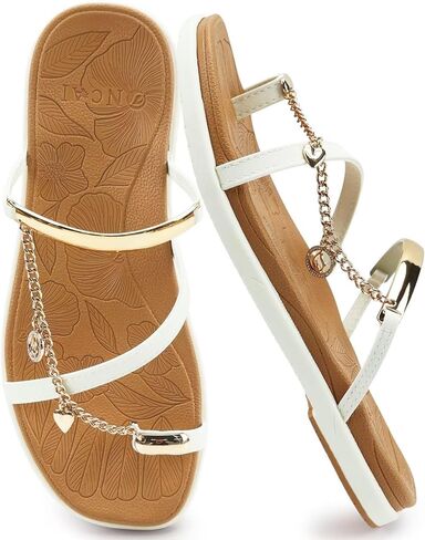 ONCAI Womens Flat Slides Sandals Toe loop Strappy Square Open Toe Fashion Essentials Sandal for Woman Summer Vacation Walking Casual Comfortable Outdoor Ladies Slide Shoes US Size 6-11 in Kuwait