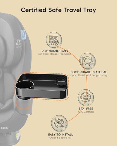 Car Seat Snack Tray for Kids Toddler Travel with Cup Holder & Dip Well | Square Snack Tray, Easy Clean Design, Holds Snacks Drinks, Car Seat & Car Use, Family Travel Essentials in Saudi Arabia