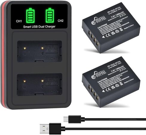 NP-W126 NP-W126S Battery and Charger for Fujifilm X100 VI, X100V, X-E5, X-M5, X-S10, X-T30, 30II, X-T3, X-T20, XE4, X-Pro3, X100F, X-A7, X-A5, X-T50, X-T200, X-H1, X-T2 in Kuwait