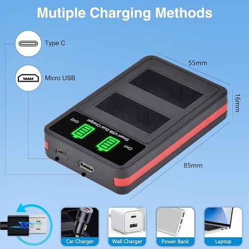 NP-W126 NP-W126S Battery and Charger for Fujifilm X100 VI, X100V, X-E5, X-M5, X-S10, X-T30, 30II, X-T3, X-T20, XE4, X-Pro3, X100F, X-A7, X-A5, X-T50, X-T200, X-H1, X-T2 in Kuwait