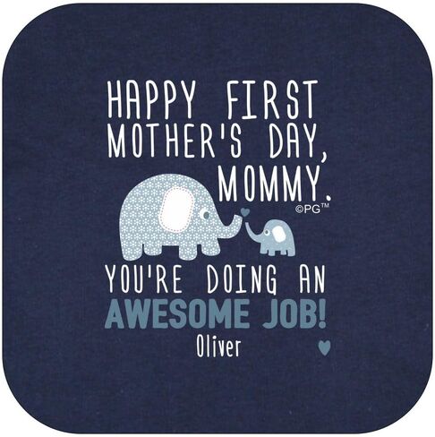 Personalized Gifts Happy First Mothers Day Blue Elephant Bodysuit in Saudi Arabia