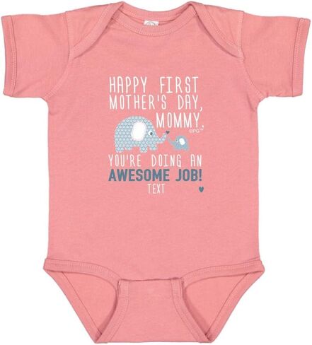 Personalized Gifts Happy First Mothers Day Blue Elephant Bodysuit in Saudi Arabia
