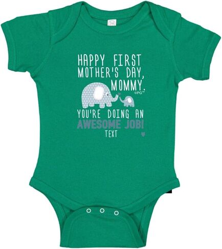 Personalized Gifts Happy First Mothers Day Blue Elephant Bodysuit in Saudi Arabia
