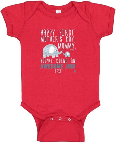 Personalized Gifts Happy First Mothers Day Blue Elephant Bodysuit in Saudi Arabia