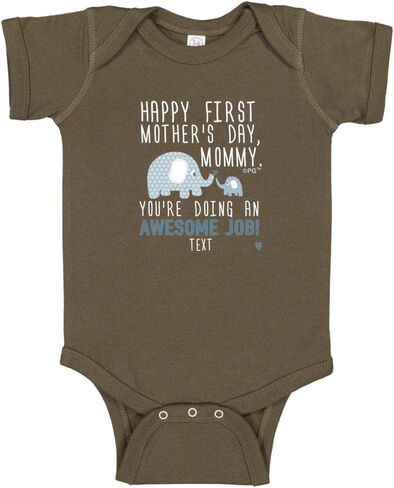 Personalized Gifts Happy First Mothers Day Blue Elephant Bodysuit in Saudi Arabia