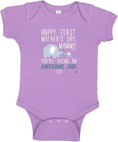 Personalized Gifts Happy First Mothers Day Blue Elephant Bodysuit in Saudi Arabia