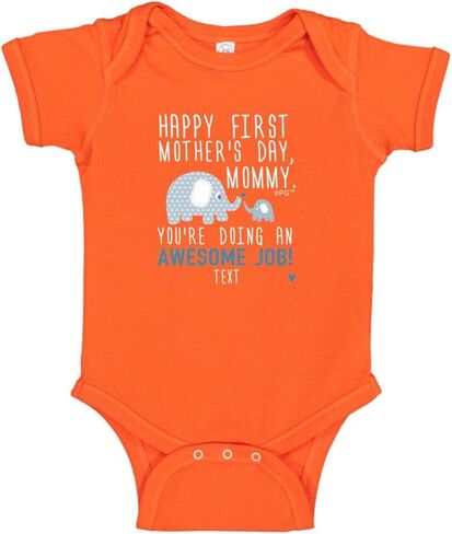 Personalized Gifts Happy First Mothers Day Blue Elephant Bodysuit in Saudi Arabia