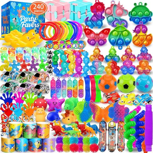 Party Favors for Kids 8-12 4-8, 240 Pack Fidget Toys for Adults, Christmas Stocking Stuffers Goodie Bags School Classroom Prizes, Birthday Gifts for Teen Boys Girls, Stress Relief Sensory Toy Bulk in Saudi Arabia