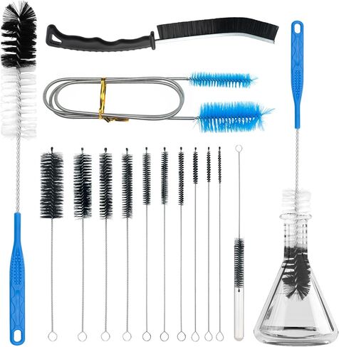 13Pcs Glass Cleaning Kit Tube Pipe Cleaners Straw Cleaner Brush - Reusable Handles Extra Long Bottle Brush & for Glass Water Stanley Mugs (40,30,20 oz), for Sippy Cup, Water Bottle, Tubes Drains in Kuwait