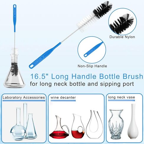 13Pcs Glass Cleaning Kit Tube Pipe Cleaners Straw Cleaner Brush - Reusable Handles Extra Long Bottle Brush & for Glass Water Stanley Mugs (40,30,20 oz), for Sippy Cup, Water Bottle, Tubes Drains in Kuwait