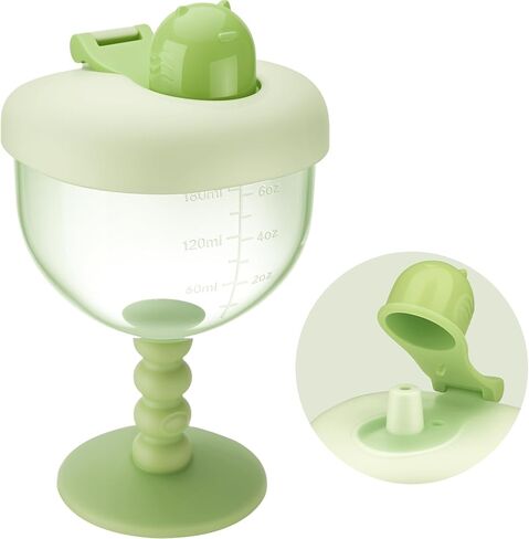 NiHome 6oz Baby Goblet Cup with Lid for Ages 12 Months+, Travel Sippy Cup with Easy Measurement Marks, Elegant Wine Glass Design Toddler Cup, Durable and Odorless Baby Drinking Cup (Pink) in Kuwait