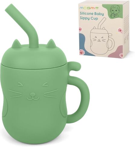 MCGMITT Silicone Baby Straw Cup, 5oz Leak Proof Sippy Cup for Infants Kids 6 12 18 Months, BPA Free Non Toxic Toddlers Training Cup with Handle, Soft Chew-Resistant Straw, Microwave & Dishwasher Safe in Saudi Arabia