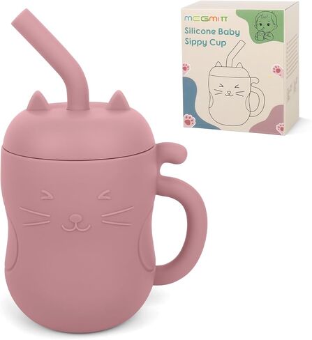 MCGMITT Silicone Baby Straw Cup, 5oz Leak Proof Sippy Cup for Infants Kids 6 12 18 Months, BPA Free Non Toxic Toddlers Training Cup with Handle, Soft Chew-Resistant Straw, Microwave & Dishwasher Safe in Saudi Arabia