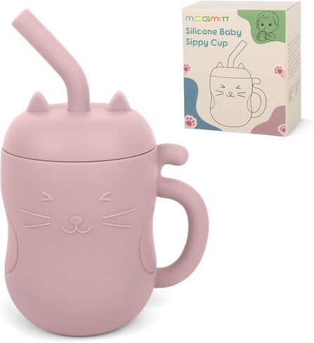 MCGMITT Silicone Baby Straw Cup, 5oz Leak Proof Sippy Cup for Infants Kids 6 12 18 Months, BPA Free Non Toxic Toddlers Training Cup with Handle, Soft Chew-Resistant Straw, Microwave & Dishwasher Safe in Saudi Arabia