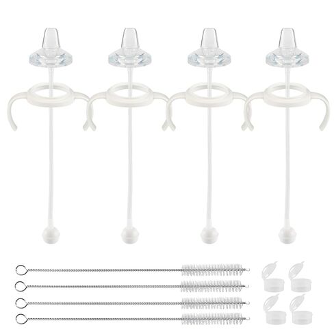Straw Cup Conversion Kit for Pigeon Bottles, Smooth Toddler Transition Set, Includes Soft Straw Nipples, Weighted Straws, and Easy-Grip Handle, 8 Months+, 4-Pack in Kuwait