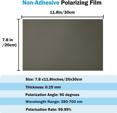 Polarizing Film 3 PCS, Linear Polarizer Sheet 7.8x11.8 Inches (20x30cm) - Non-Adhesive & High Transmission, for Physics Education, Photography Lighting, LCD Screen Repair & Optical Experiments in Kuwait