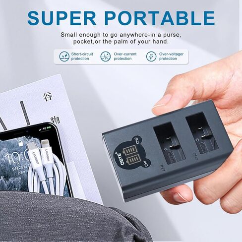 بطارية DSTE قطعتين AHDBT-1301 مع شاحن مزدوج متوافق مع GoPro Hero 13، AHDBT-1301PR in Kuwait