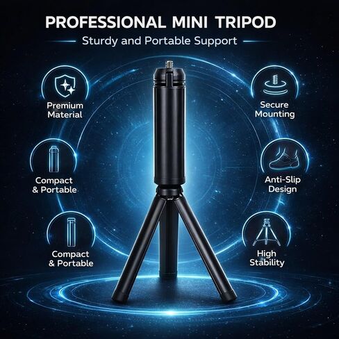 Mini Aluminium Alloy Folding Tripod 1/4" Screw Heavy Load Camera Mount - Lightweight Portable Design, Anti - Slip Stability for & DSLR in Kuwait