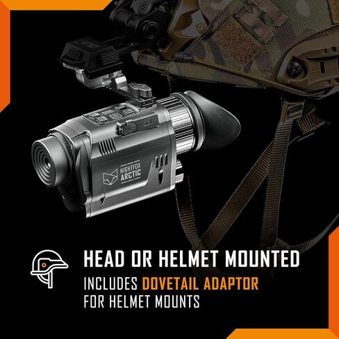 Nightfox Arctic Thermal Night Vision Monocular, Head or Helmet Mounted, Low Latency 50fps Thermal Camera, IP65 Waterproof, 24° FOV, 256 * 192 Resolution in Kuwait